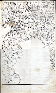 165 [Maine public lands map: one part (including Moosehead Lake and surrounding area) of printed multi-part sectional map; with manuscript annotations (in pencil) in Thoreau's hand; NOT MICROFILMED].