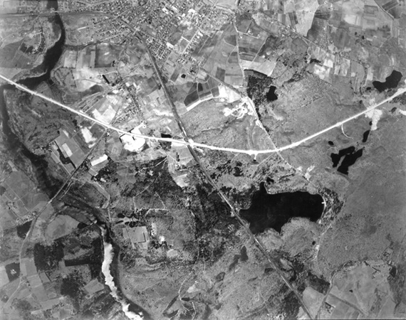 Aerial photograph of Concord showing Walden Pond