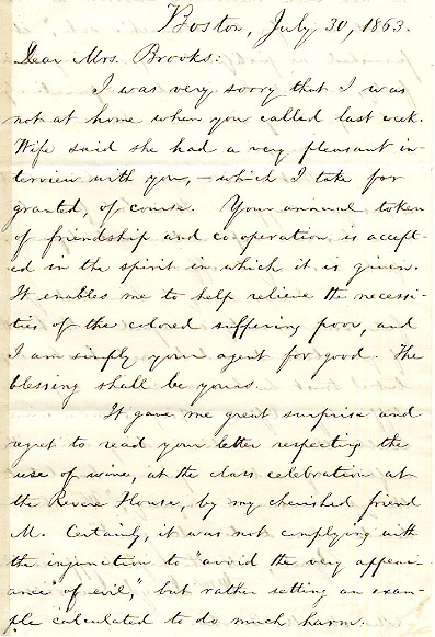 ALS, Garrison to Brooks, 1863
