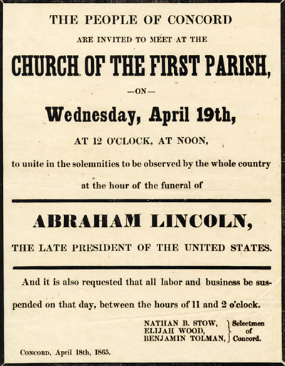 Funeral observations of President Lincoln at First Parish