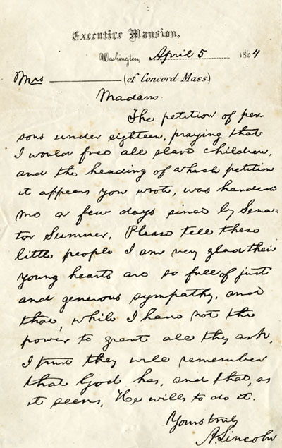 Abraham Lincoln letter fascimile.