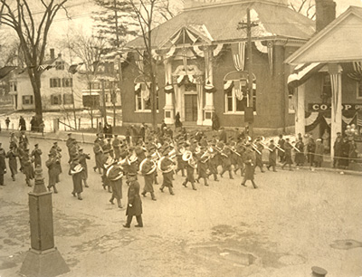 U.S. Marine Band Marching Across the Milldam, Concord, Mass., Apr. 19, 1925. 