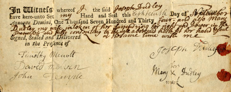 Deed, Joseph Dudley to Thomas Barrett ... 1734 Sept. 18