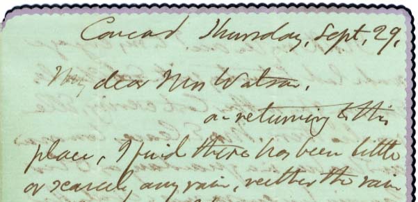 ALS, WEC, Concord, to My dear Mrs. Watson, [n.d.] Sept. 29 