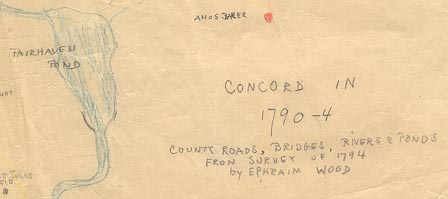 Ms. map of Concord in 1790-1794.