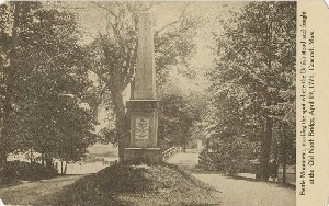 Battle monument, 
	marking the spot where the British stood and found at the Old North Bridge, April 19, 1775, Concord, Mass.; early to mid- 20th century