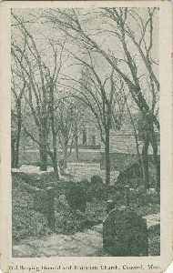 Old Burying Ground and 
	Unitarian Church, Concord, Mass; early 20th century