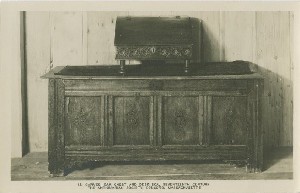 Carved oak chest and 
	desk box, seventeenth century, The Antiquarian Society, Concord, Massachusetts; early to mid- 20th century