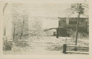[Lawn in front of Emerson
	 School following a large snow or ice storm]; early 20th century