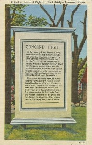 Tablet of Concord Fight at 
	North Bridge, Concord, Mass.; early to mid- 20th century