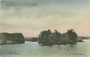 Island in Warner's Pond, 
	Concord Junction, Mass.; circa 1910 (postmark date)