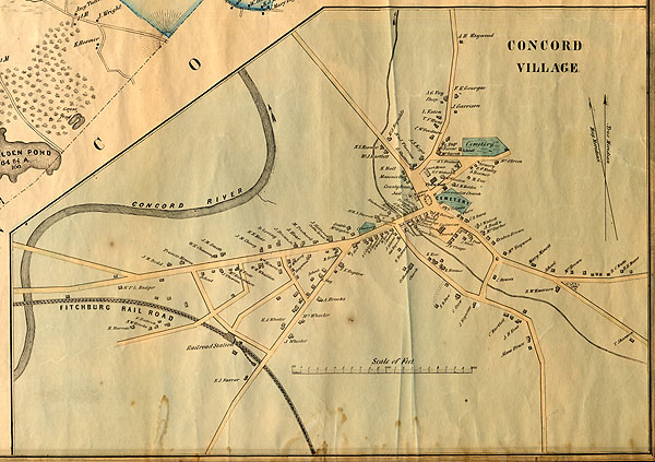 View of Conord Center from Walling's 1852 map