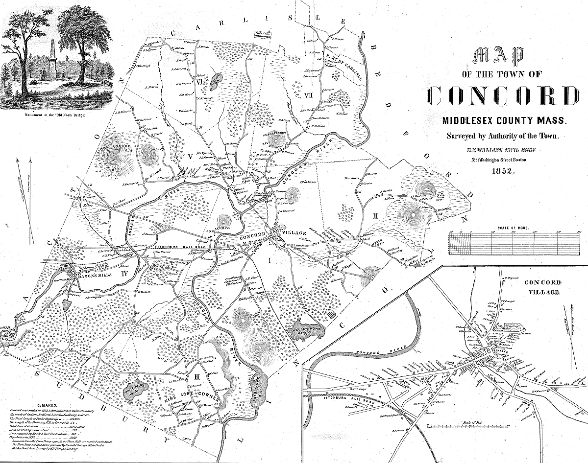 Walling Map of Concord, 1852