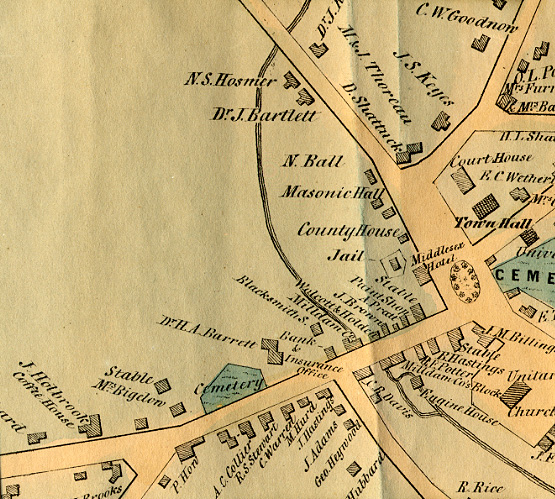 The Middlesex Hotel on the 1852 Walling Map