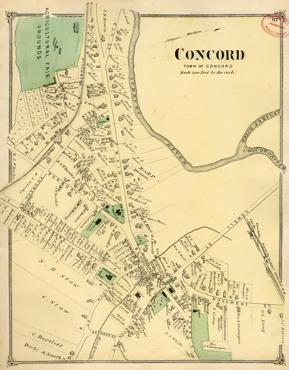 Beers Atlas Map of Concord 1875