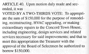 Resolution to improve the Town House, 1997