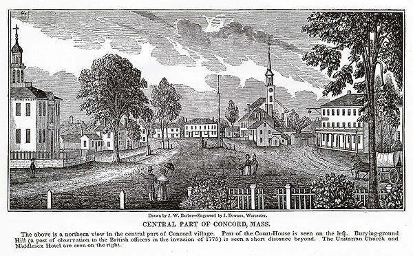 Barber's engraving of Monument Square, 1839