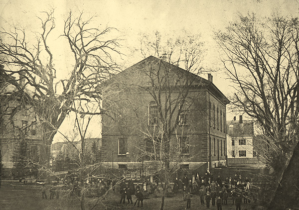Bronson Alcott in front of the Town House