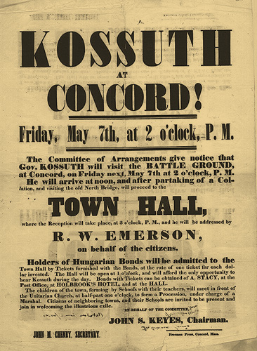 Broadside announcing Kossuth at the Town Hall, 1852