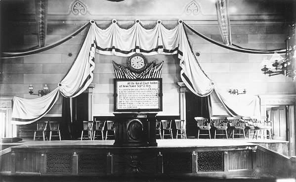 Alfred Munroe photograph of the stage in the Town House