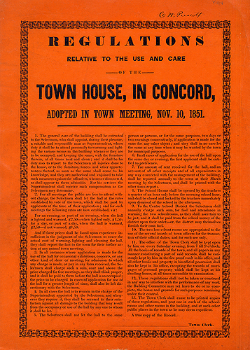 Regulations for using the town house, 1851