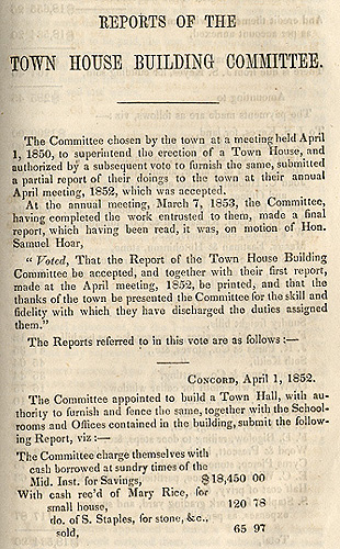 Report on the construction of the town house