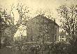 Thumbnail of Alcott and Schoolchildren in Front of Town House, Early 1860s