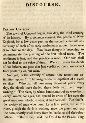 Ralph Waldo Emerson. Discourse, Concord Incorporation, 1835. Em_Con_16