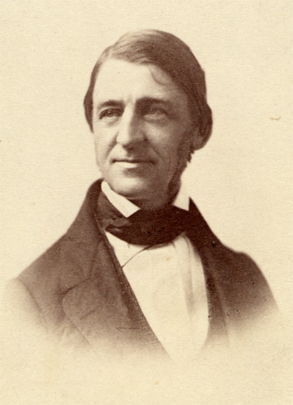 Carte de visite photograph of Emerson (head and shoulders) in middle age.