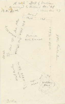 Henry David Thoreau.  RWE Lot by Walden, Surveyed by Hubbard Dec. ’48.