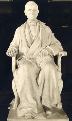 Photograph of Daniel Chester French’s seated Emerson in marble (statue in the Concord Free Public Library), from the collection of the Frick Art Reference Library.