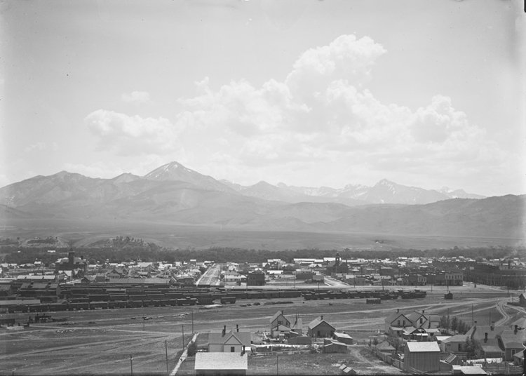 Livingston, Montana from knoll north of railroad