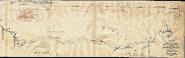 107a Plan of Concord River from East Sudbury & Billerica Mills, 22.15 Miles, To be used on a trial in the S.J. Court, Sudbury & East Sudbury Meadow Corporation vs. Middlesex Canal, Taken by agreement of Parties, By L. Baldwin, Civil Engineer. Surveyed & Drawn by B.F. Perham. May 1834 [1859/1860] (rolled survey)
