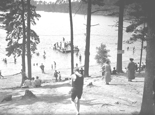 Herbert Wendell Gleason.  Overlooking swimming beach at Walden Pond
