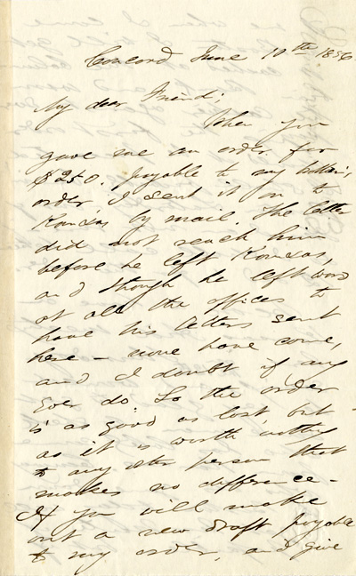 ALS, Sanborn to Theodore Parker, 1856