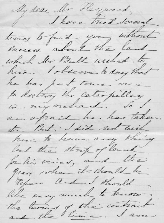 ALS, Sophia Hawthorne to My dear Mr. Heywood, 1865 May 15