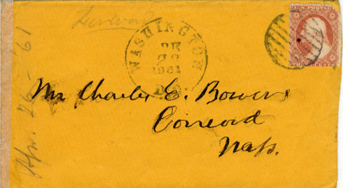 Envelope to: Charles E. Bowers, 1861 Apr 26