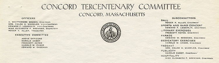 Concord Tercentenary Committe letterhead