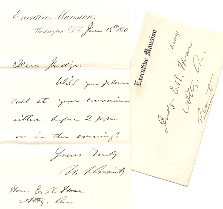 ALS, President Grant to E.R. Hoar, 1870 June 15