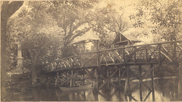 Cabinet card of 1875 version of North Bridge,printed by A.W. Hosmer from negative #VI.24