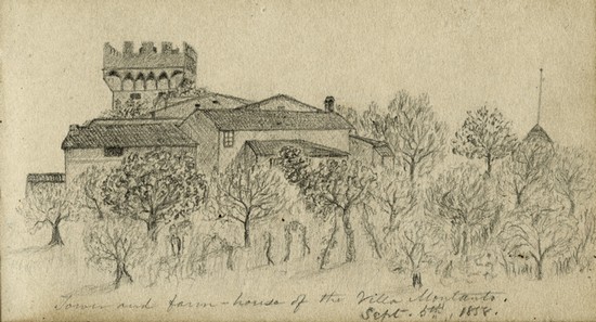 Sketch of the Villa Montauto by Ada Shepard, 1858 September 5