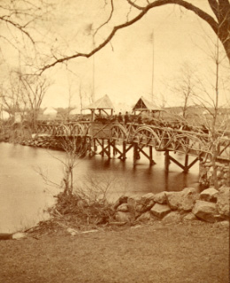 Victorian bridge and celebration tents, 1875