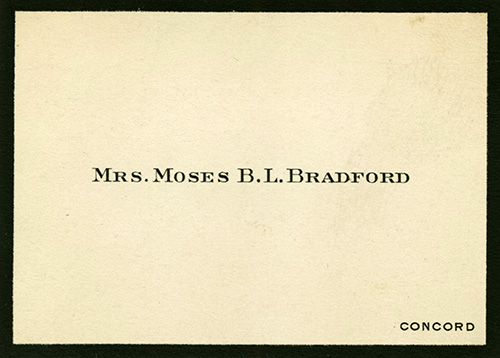 calling card Mrs. Bradford