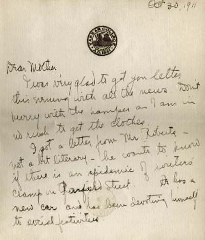 ruth robinson wheeler vassar letter