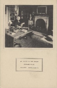 The Alcott House, Concord, 
	Mass., Mr. Alcott in the Library; early 20th century