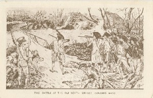 The battle at the Old North 
	Bridge, Concord, Mass.; late 20th century