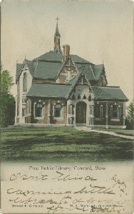 Free Public Library, 
	Concord, Mass.; circa 1900 (postmark date)