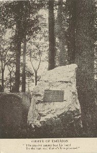 Grave of Emerson, 
	' The passive master lent his hand/To the vast soul that o'r him planned'; early 20th century