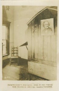 Hawthorne's standing 
	desk in his tower, the Wayside Concord, Massachusetts; early 20th 

century