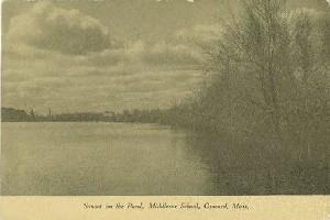 Sunset on the Pond, 
	Middlesex School, Concord, Mass.; early to mid-20th century